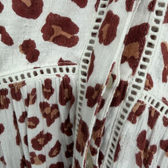 Anthropologie Tunic Top Nia Leopard Lace Oversized Tiered Romantic Feminine S - Picture 4 of 10